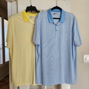 Set of 2 Mens Nike Golf Athletic Dri-Fit Polo Striped Shirts Blue Yellow XXL